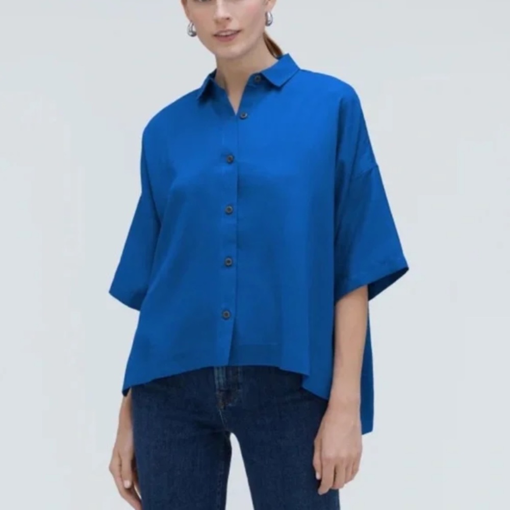 Everlane drapey square shirt in lapis blue